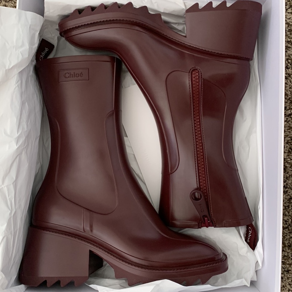 Chloé Betty Rainboots - Burgundy Sz 39